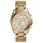 Michael Kors Watch for Women, Quartz Chronograph movement, 39mm Gold Stainless Steel case with a Stainless Steel strap, MK5166