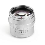 TTArtisan 50mm f1.2 APS-C Metal Bodied Lens Compatible with Canon M Mount - Silver