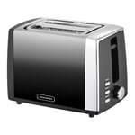 Daewoo Callisto Compact Black Fade 2 Slice Toaster Stainless Steel LED Buttons