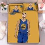 Basketball Team Cartoon Star ice Silk Summer Sleeping mat Three-Piece Set Foldable and Removable Soft Bed Linen and Pillowcase Gift-Curry-0.9m