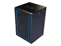 19" Wall Mounted Cabinet Toten, System Z, 18U, 600X600, Glass Front Door, 60Kg Load, Juodas / Zs66186001 / 19-Z6618