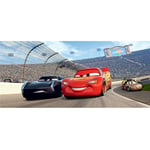 Ag Art - Poster horizontal Cars Flash McQueen et Jackson Storm sur la piste de Disney intisse 202CM x 90CM