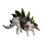 Mattel Jurassic World Figurine articulée Stégosaure Méga Action de 18 cm de haut et 35 cm de long avec mouvement d’attaque et dispositif de traçage, jeu physique et numérique, dès 4 ans, HLP24