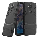 Mipcase Rugged Protective Back Cover for NOKIA X7/7.1 Plus, Multifunctional Trible Layer Phone Case Slim Cover Rigid PC Shell + soft Rubber TPU Bumper + Elastic Air Bag with Invisible Support (Black)