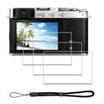 Screen Protector for Fujifilm X-E4 Fuji XE4 + Hand Lanyard [3+1 Pack] ，iDaPro Tempered Glass Easy Installation