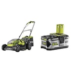 Ryobi RY18LM37A-140 18V ONE+ Cordless 37cm Lawnmower Starter Kit (1 x 4.0Ah) Amazon Exclusive & RB18L50 ONE+ Lithium+ 5.0Ah Battery, 18 V