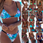 3d Dye Bright Color Print Women Sexy Swim Sun Bath Bikini Deep Blue S