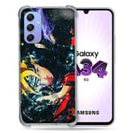 Cokitec Coque Renforcée en Verre Trempé pour Samsung Galaxy A34 5G Manga Boruto Eclair