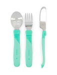 Twistshake Learn Cutlery Stainless Steel 12+M Pastel Green Home Meal Time Cutlery Green Twistshake
