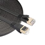 JIAOCHE 8m CAT7 10 Gigabit Ethernet Ultra Flat Patch Cable for Modem Router LAN Network - Built with Shielded RJ45 Connectors (Black) (Color : Black)