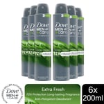 Dove Anti-Perspirant Men+Care Advanced 72H Protection Deodorant 200ml, 6 Pack