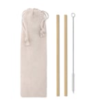 Sugrör av bambu (2-pack) och sugrörsborste i bomullspåse