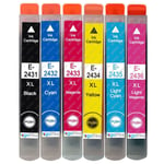 6 Ink Cartridges (Set) for Epson Expression Photo XP-55, XP-760, XP-860, XP-960
