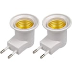 LED-lampa E27 haneuttag EU-kontakt adapteromvandlare för lamphållare med på/av-knapp (vit*2)