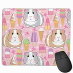 Guinea Pigs and Ice Cream Shop Preview Mouse Pad with Stitched Edge Computer Mouse Pad with Non-Slip Rubber Base for Computers Laptop PC Gmaing Work Mouse Pad