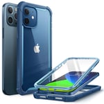 i-Blason Ares Case for iPhone 12, iPhone 12 Pro 6.1 Inch (2020 Release), Dual Layer Rugged Clear Bumper Case with Built-in Screen Protector (Blue)