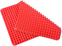 Silicone Pyramid Baking Mat Oven Non-Stick Pastry Value 1/2 Pack, Reducing Healthy Cooking Heat-Resistant for Grilling BBQ 16 X 11.8Inch Color Red (Red)
