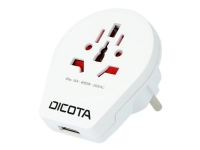 DICOTA World Adapter PRO & USB - Strömadapter - AC 110/220 V - vit
