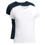 Gant 2P Basic V-Neck T-Shirt Vit/Marin bomull X-Large Herr