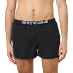 Emporio Armani Men's Logoband Swim Boxer Trunks, Black, 56