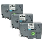 vhbw 3x Rubans compatible avec Brother PT D600, D600VP, E110, D450VP, E100B, E105, E100, E100VP imprimante d'étiquettes 12mm Noir sur Blanc