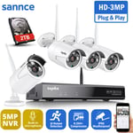 Sannce - WiFi 4 × Caméras 8CH Kit de vidéosurveillance nvr 3MP Caméra ip Wifi IP66 étanche Smart ai Détection Humaine Système de Surveillance