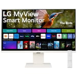 LG MyView 4K Smart Monitor 32SR83U, 32 Inch, 4K UHD IPS Panel, Built in Speakers, Wifi & Bluetooth Connectivity, webOS Smart TV Apps with Remote Control, White