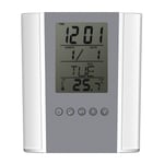 Digital Alarm Clock Temperature Display Table Pencil Holder