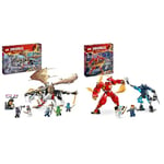 LEGO NINJAGO Egalt the Master Dragon Toy for 8 Plus Year Old Boys & Girls & NINJAGO Kai’s Elemental Fire Mech, Action Figure Building Set from Dragons Rising