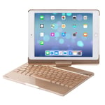 Strnry Keyboard Case for Ipad 2017/2018 9.7(5Th, 6Th), Ipad Pro 9.7, Ipad Air1/2, 360° Rotate Folio Smart Case with 7 Colors Backlit Wireless Bluetooth Keyboard,gold