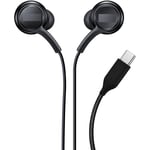 Black USB-C Type-C Earphones Headphones for Galaxy S21 S21+ Ultra