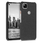 kwmobile Fabric Case Compatible with Google Pixel 4a - Case Hard Protective Phone Cover with Material Texture - Dark Grey