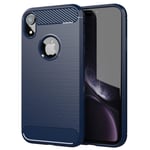 Cadorabo Case for Apple iPhone XR - Cover in BRUSHED BLUE - Mobile Phone Cover made of TPU Silicone in Stainless Steel Carbon Fiber Optics - Silicone Cover Ultra Slim Soft Back Cover Case Bumper