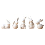 BESPORTBLE 5pcs White Easter Bunny Figurines Easter Ornaments Rabbit Fairy Garden Miniature Figurines Collection Playset