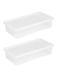 Wham Set Of 2 Clear Plastic Crystal Underbed Storage Boxes &Ndash; 42 Litres Each