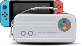 Étui De Transport Vintage Compatible Avec Nintendo Switch - Coque Rigide Portable Ultra Fine Pour Console Switch Et Accessoires - 10 Cartes De Jeu - Gris