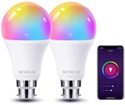 Alexa WiFi Smart led Light Bulbs, Alexa Accessories Colour Changing Light Bulb,B22 ,1000ml=60w RGB Colour Smart LED Bulbs ,Works with Alexa,Google Home Colour 2700k-6500k ,No Hub Required (2 Pack)