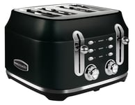 Rangemaster RMCL4S201BK Classic Black 2.1kW 4 Slice Toaster, Defrost & Reheat