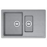 Franke 114.0365.419 Granite Fragranite Kitchen Sink with Single and Half Bowl from Euroform Basis BFG 651-78, Stone Grey