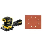 DEWALT DCW200N 18V XR 1/4 Sheet Palm Sander -Body & DT3024-QZ Quarter Sanding Sheet, Pre-Punched, 115 mm x 115 mm, 180 g (Pack of 10)