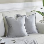 OMMATO Silver Grey Cushion Covers 50cm x 50cm Square 2 Pack Velvet Decorative Throw Pillow Covers for Couch Sofa Living Room 20x20 inch 2 Pack