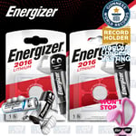 2x Energizer 2016 3V LITHIUM Coin Cell Battery CR2016 BR2016 DL2016 Expiry+