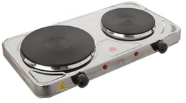 Stainless Steel Double Twin Dual Hot Plate Cooker Compact Cast Iron Heat
