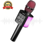 RCTOYS Wireless Bluetooth Karaoke Microphone for Kids Adults Portable Handheld Karaoke Machine with Colorful LED Lights for Android/iPhone/iPad/PC Home Party Birthday Gifts,Black