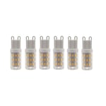 6 st G9 LED-lampor, 3W halogenlampor, g9-sockel energibesparande LED-lampa, naturligt vitt, 360lm, ac 220-240
