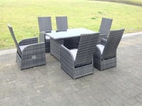 Outdoor Wicker Rattan Garden Furniture Reclining Chair And Table Dining Sets 6 Seater Rectangular Table