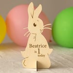 Personalised Wooden Peter Rabbit Sign | Kids Birthday Table Keepsake 29.5cm (F2)