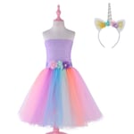 Cute Mesh Girls Tute Unicorn Princess Dress Sets M