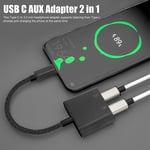 2‑in‑1 USB C To 3.5mm Adapter Type‑C To AUX Jack With USB C PD 60W Fas HEN