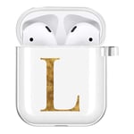 Initial Name silicone Soft TPU Earphone Protect Cover Protective Case Cover for Apple AirPods 1/2 Gen, Charger box Case Skin (letter L)